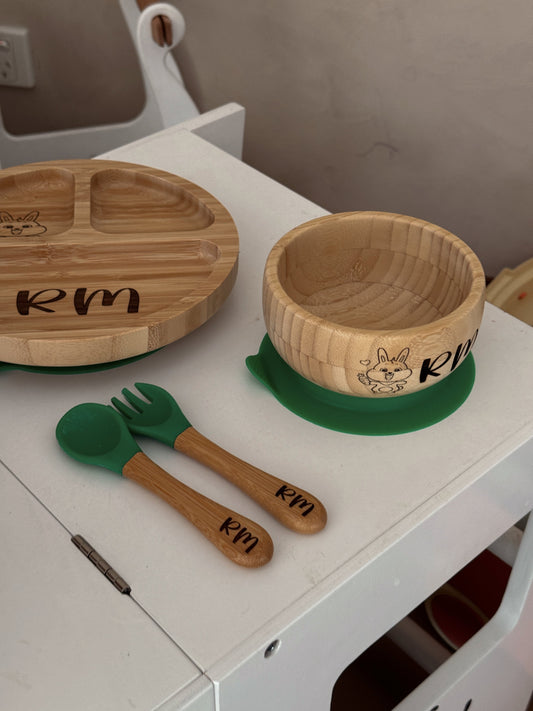 bamboo strong suction plate and bowl set
