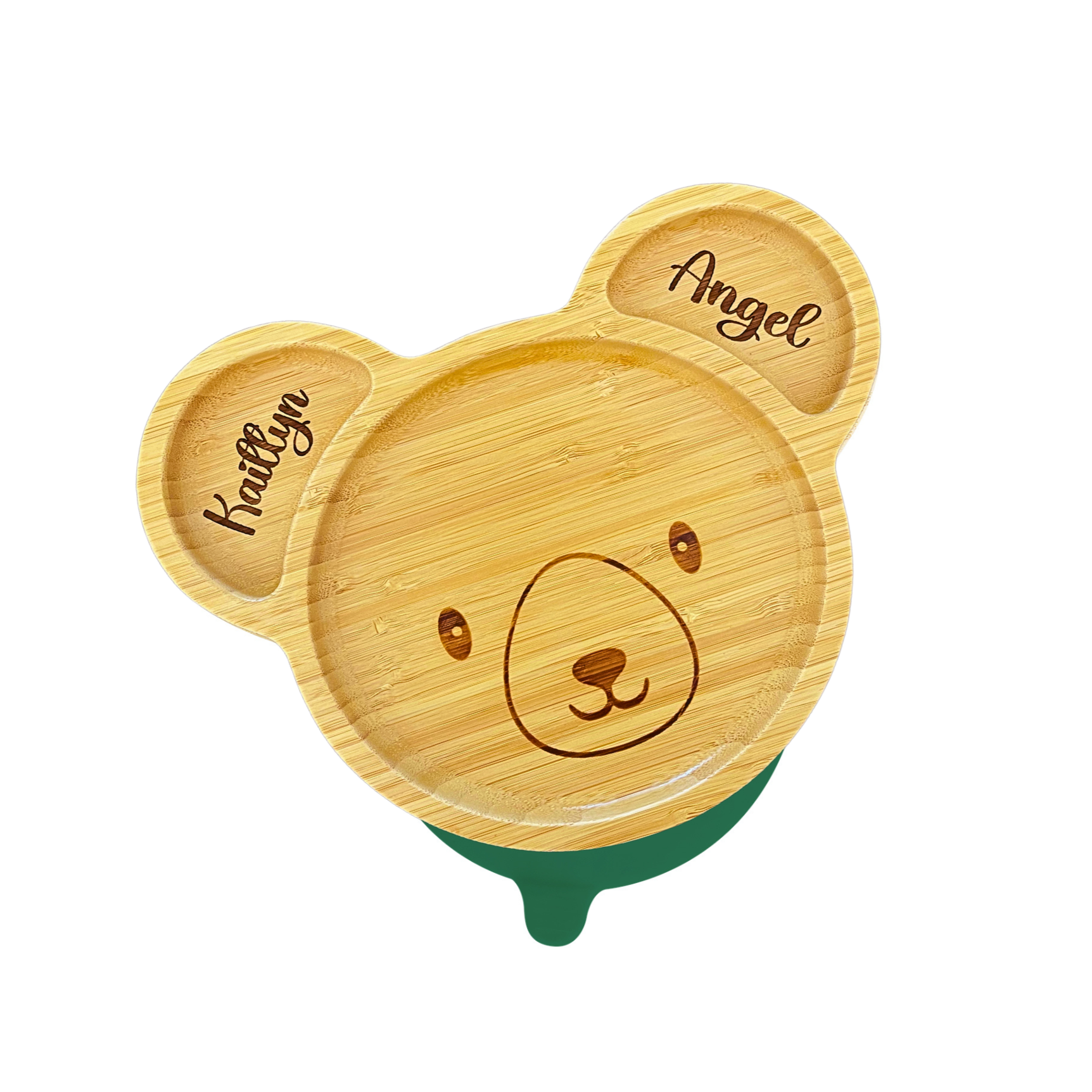 Personalised Bamboo Bear Plate with strong suction