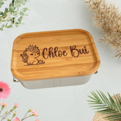 Eco-friendly personalised bamboo lunchbox ideal for kindergarten meals