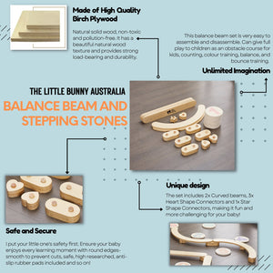 Wooden Balance Beam for Kids - Indoor Gymnastics Equipment - The Little Bunny Australia