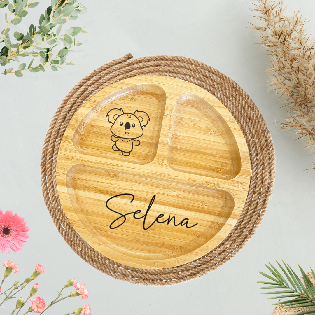 Personalised Bamboo Round Suction Plate - The Little Bunny Australia