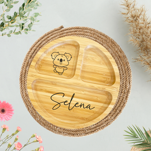 Personalised Bamboo Round Suction Plate - The Little Bunny Australia
