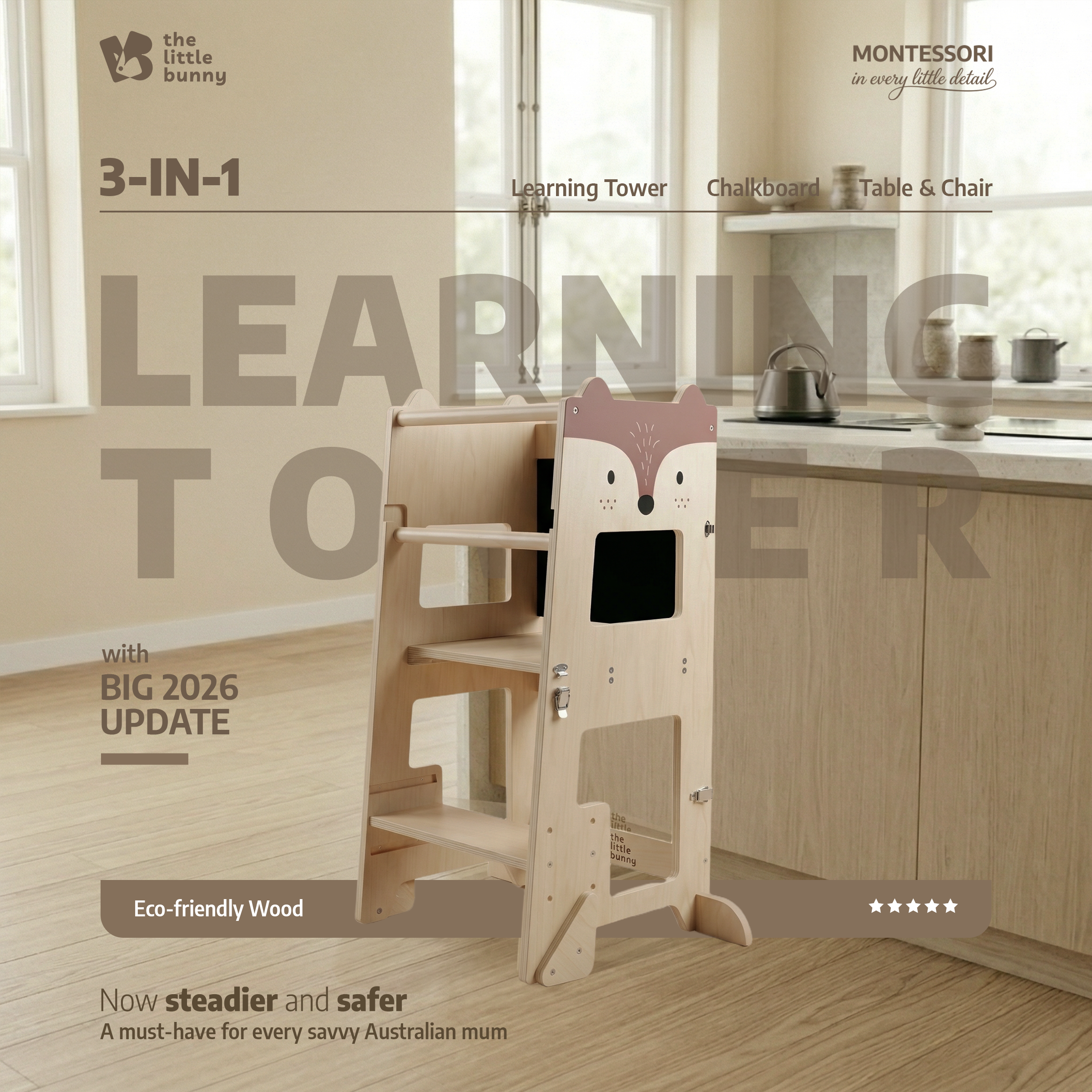 Montessori Convertible Learning Tower - Fox - The Little Bunny Australia