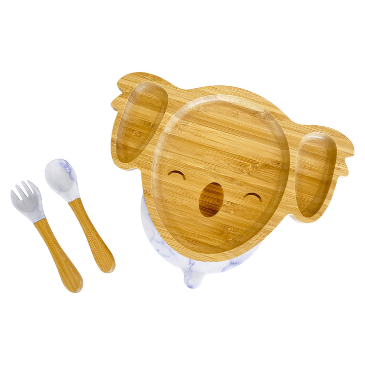 Bamboo Koala Plate and Cutlery For Baby Weaning Set - The Little Bunny Australia