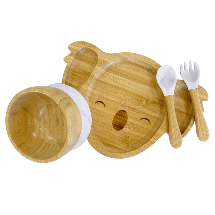 Bambo Koala Plate, Bowl and Cutlery Bundle Gift Set - The Little Bunny Australia