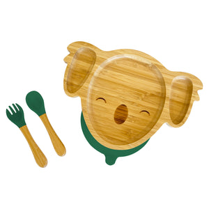 Bamboo Koala Plate and Cutlery For Baby Weaning Set - The Little Bunny Australia