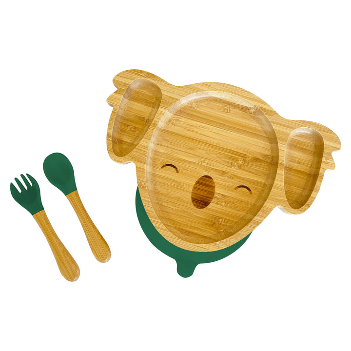 Bamboo Koala Plate and Cutlery For Baby Weaning Set - The Little Bunny Australia