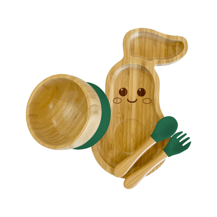 Bambo Avocado Plate, Bowl and Cutlery Bundle Gift Set - The Little Bunny Australia