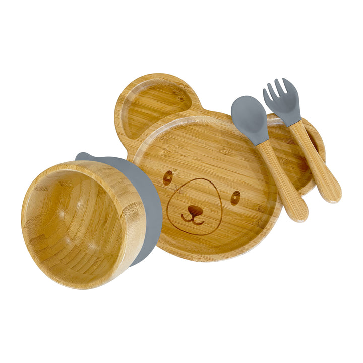 Bambo Bear Plate, Bowl and Cutlery Bundle Gift Set - The Little Bunny Australia