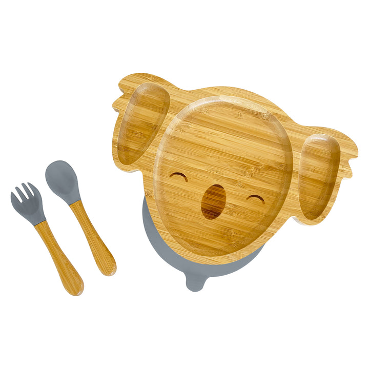 Bamboo Koala Plate and Cutlery For Baby Weaning Set - The Little Bunny Australia