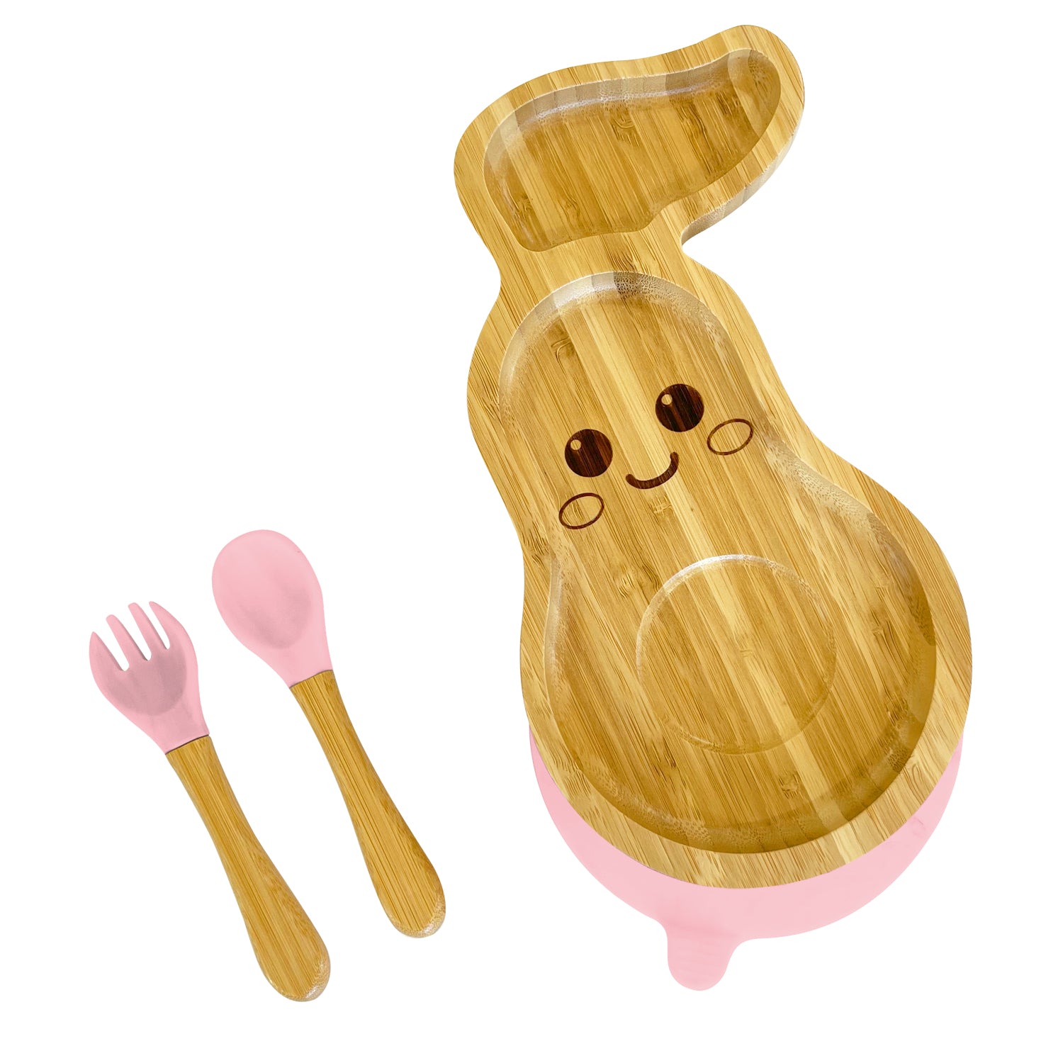 Bamboo Avocado Plate and Cutlery Set For Toddlers Weaning - The Little Bunny Australia