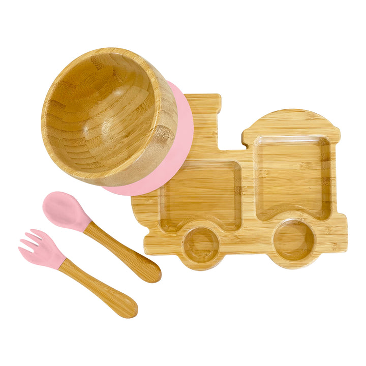 Bambo Train Plate, Bowl and Cutlery Bundle Gift Set - The Little Bunny Australia