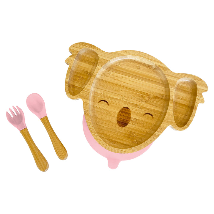 Bamboo Koala Plate and Cutlery For Baby Weaning Set - The Little Bunny Australia