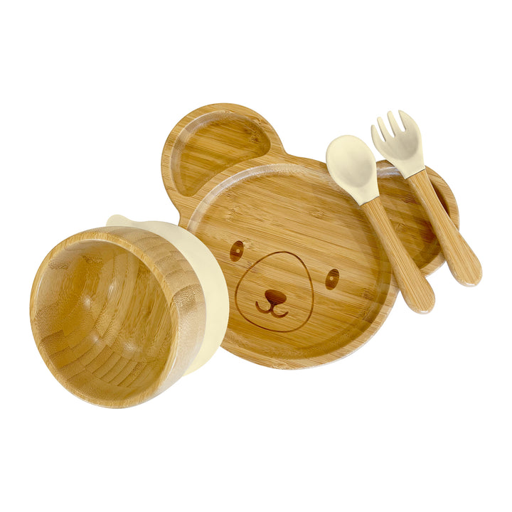 Bambo Bear Plate, Bowl and Cutlery Bundle Gift Set - The Little Bunny Australia