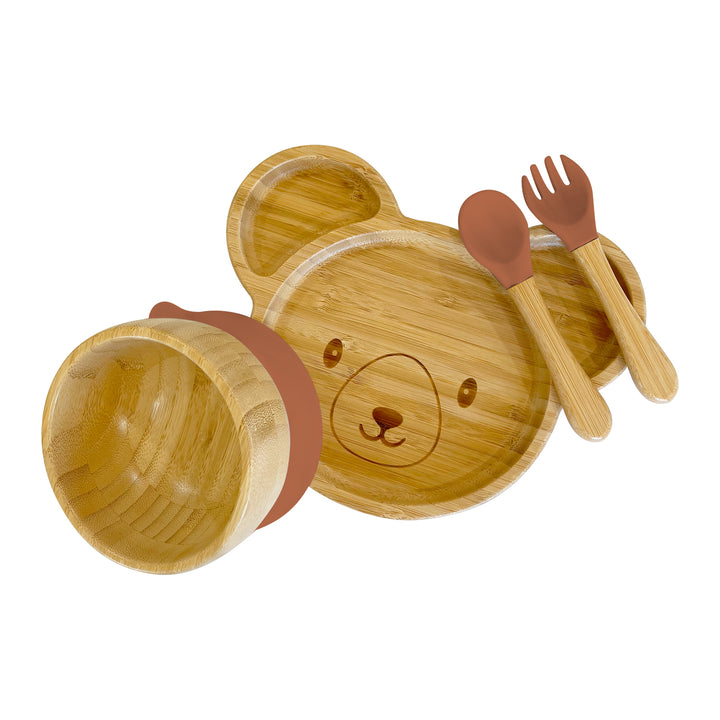 Bambo Bear Plate, Bowl and Cutlery Bundle Gift Set - The Little Bunny Australia