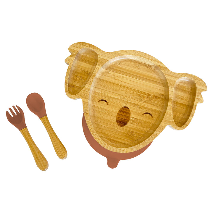 Bamboo Koala Plate and Cutlery For Baby Weaning Set - The Little Bunny Australia