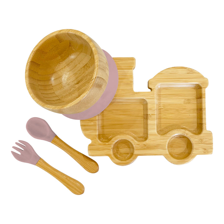 Bambo Train Plate, Bowl and Cutlery Bundle Gift Set - The Little Bunny Australia