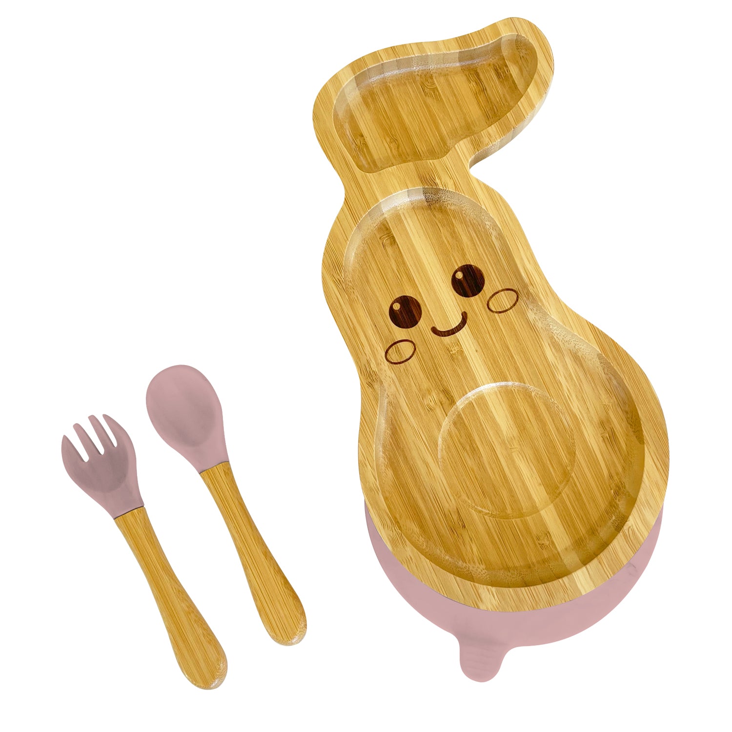 Bamboo Avocado Plate and Cutlery Set For Toddlers Weaning - The Little Bunny Australia