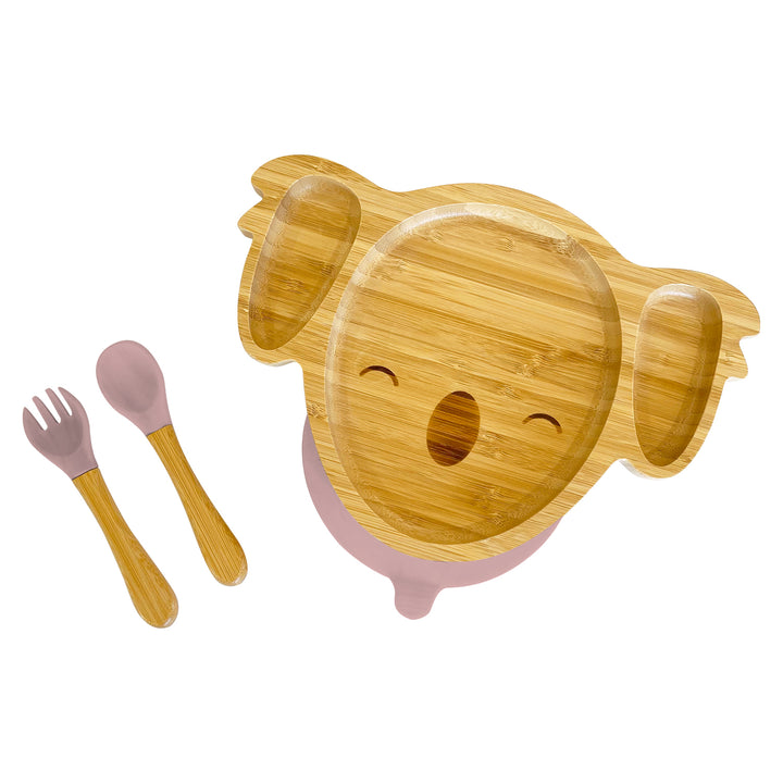 Bamboo Koala Plate and Cutlery For Baby Weaning Set - The Little Bunny Australia