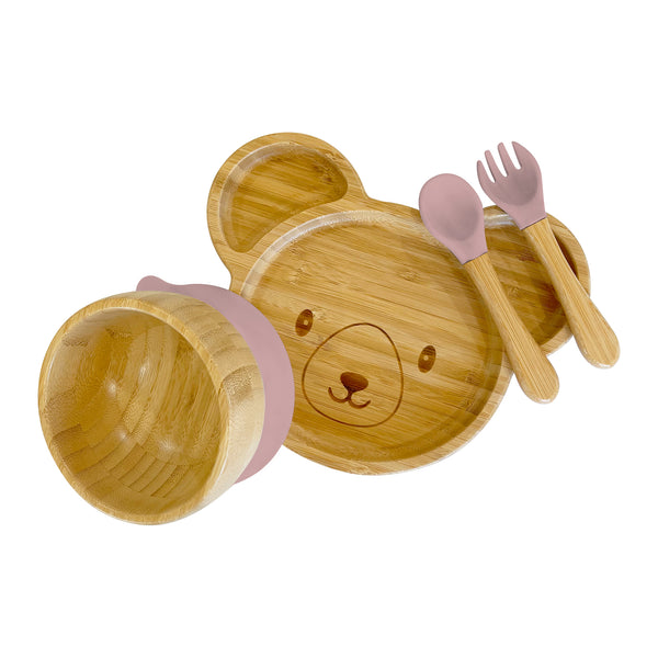 Bambo Bear Plate, Bowl and Cutlery Bundle Gift Set - The Little Bunny Australia