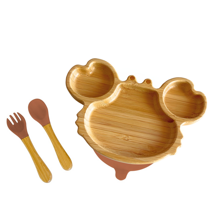 Bamboo crab Plate with cutlery set