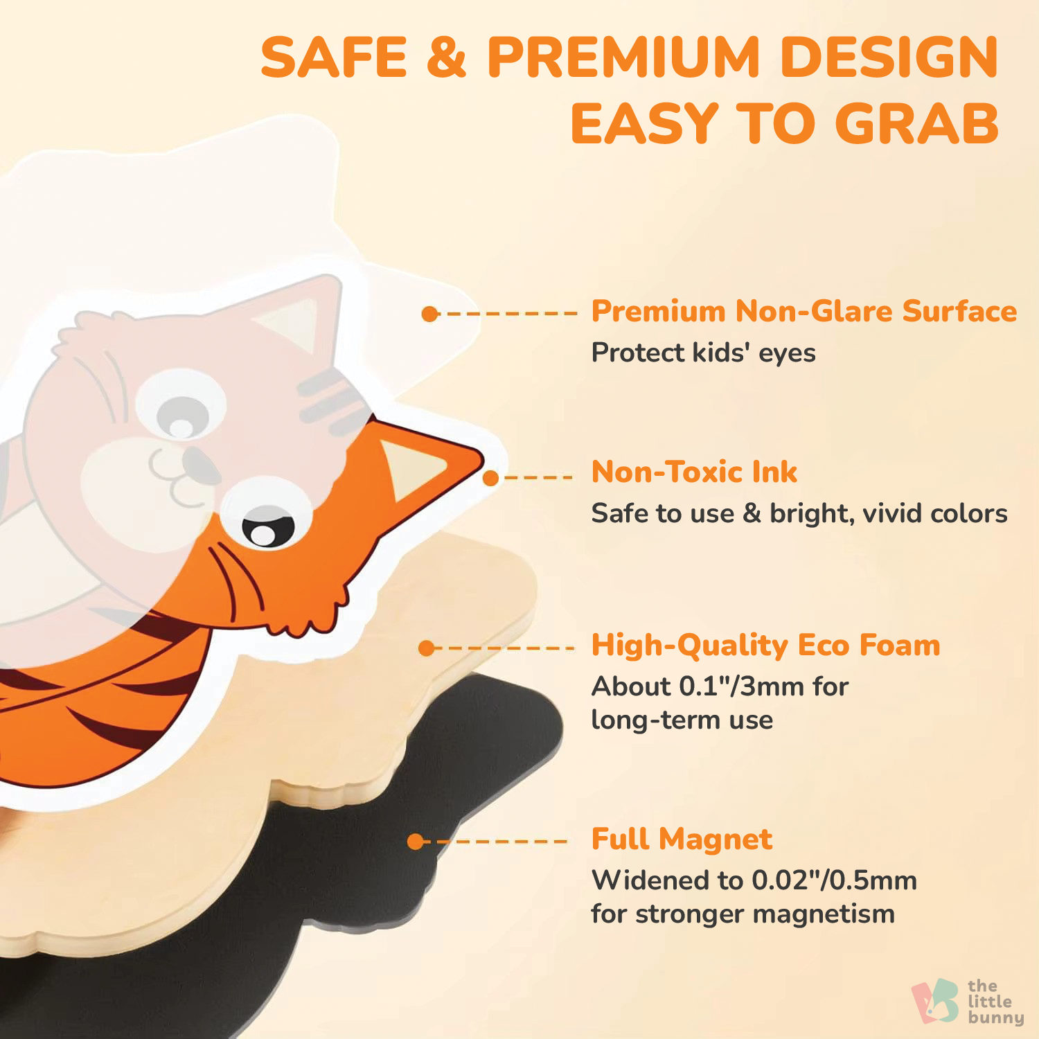 Safe, easy-to-grab letters