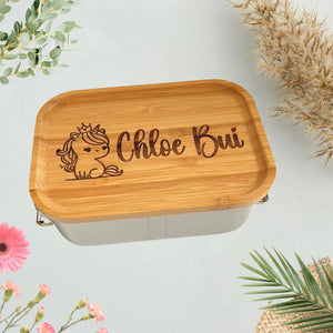 Eco-friendly personalised bamboo lunchbox ideal for kindergarten meals