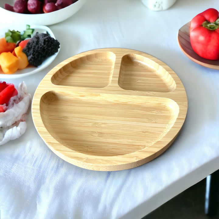 Bamboo Round Suction Plate - The Little Bunny Australia