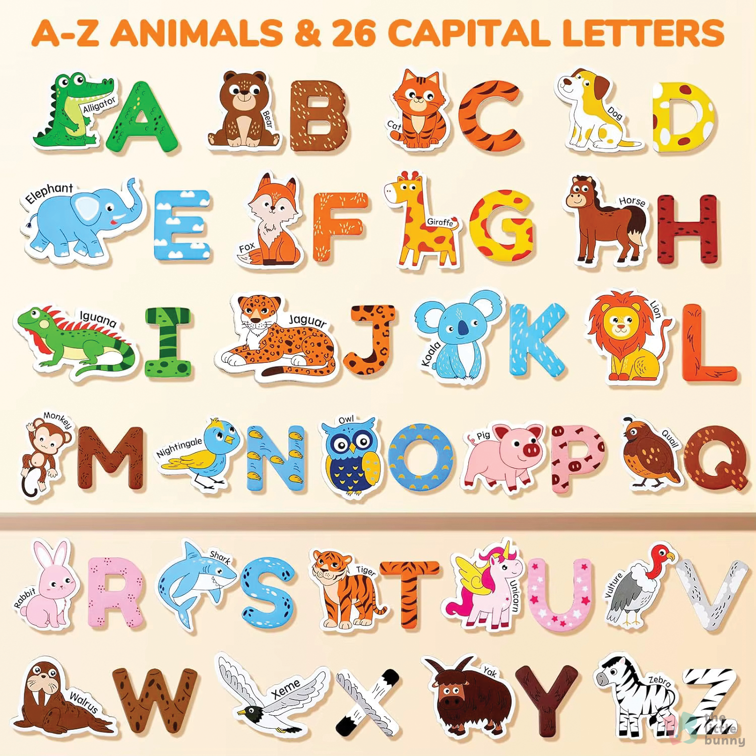 A-Z animal alphabet magnetic letters for toddlers with 26 uppercase letters
