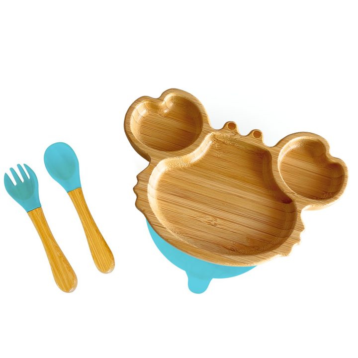 Bamboo crab Plate with cutlery set