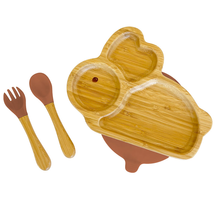 Bamboo Bunny Plate and Cutlery For Baby Weaning Set - The Little Bunny Australia