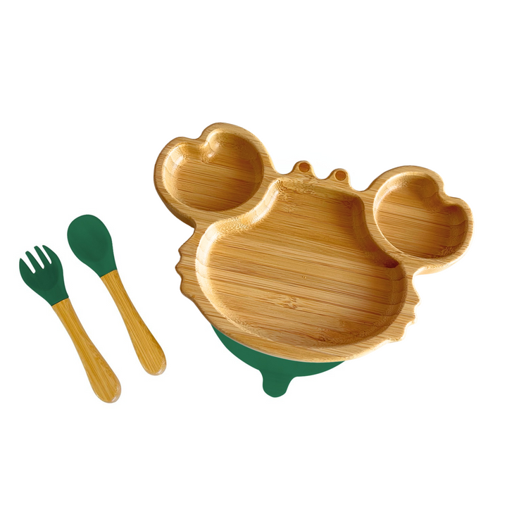 Bamboo crab Plate with cutlery set