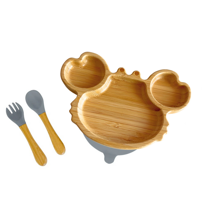 Bamboo crab Plate with cutlery set