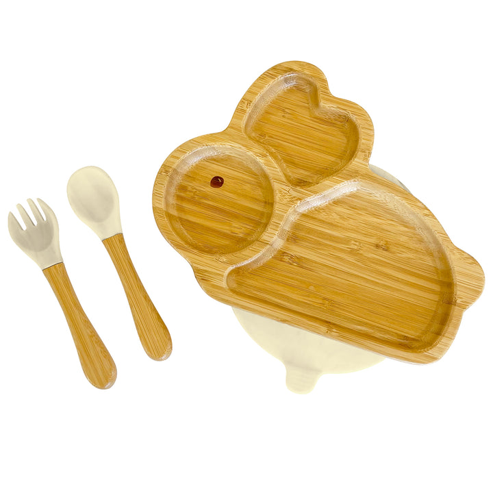 Bamboo Bunny Plate and Cutlery For Baby Weaning Set - The Little Bunny Australia