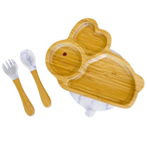 Bamboo Bunny Plate and Cutlery For Baby Weaning Set - The Little Bunny Australia