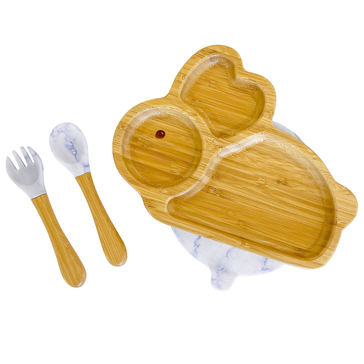 Bamboo Bunny Plate and Cutlery For Baby Weaning Set - The Little Bunny Australia