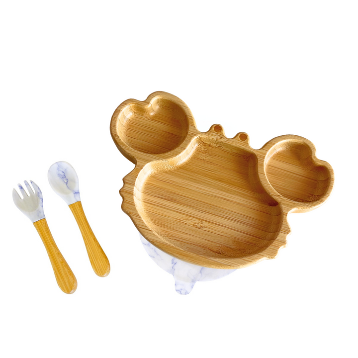 Bamboo crab Plate with cutlery set