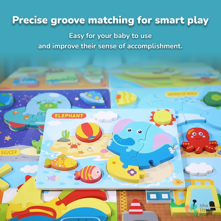 Wooden Montessori puzzles for kids with animals and sea creatures – designed to boost confidence, focus, and problem-solving skills