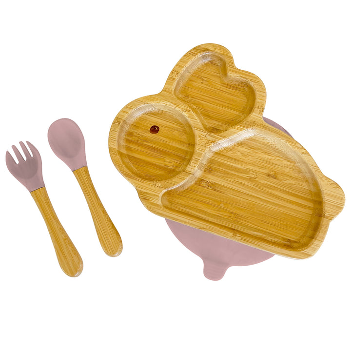 Bamboo Bunny Plate and Cutlery For Baby Weaning Set - The Little Bunny Australia